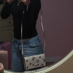 Coach White and Red Floral Crossbody Bag